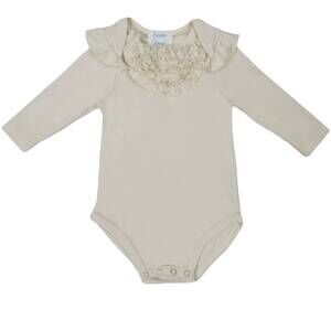 NEW LEMON LOVES LAYETTE baby girls "madison" onesie in eggnog beige